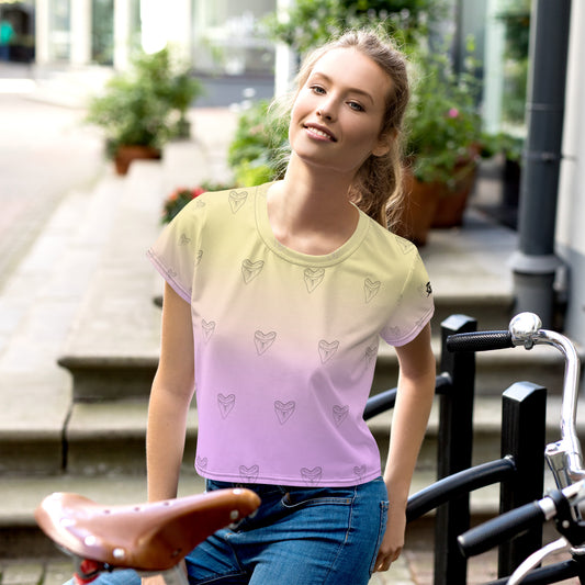 All-Over Shark Tooth Print Crop Tee