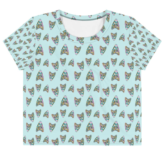 Blue Shark Tooth All-Over Print Crop Tee