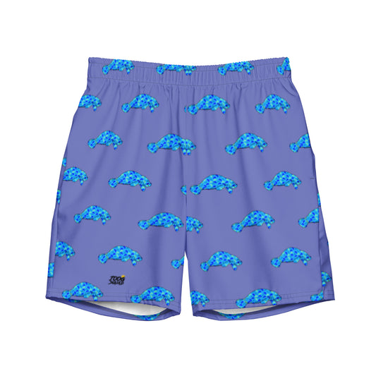 Purple Manatee.  Recycled Party Swim Shorts
